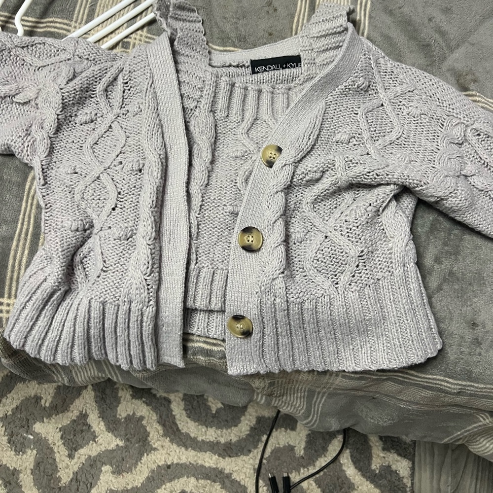 Kendall + Kylie cropped knitted shirt and cardigan size small